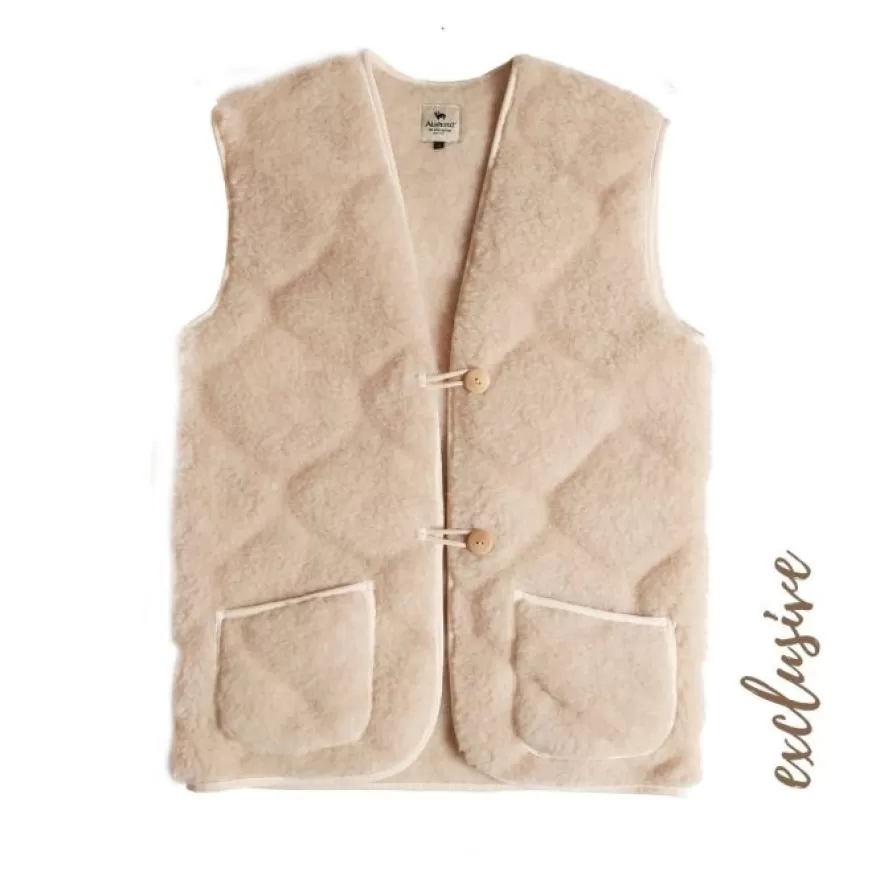 Vrouw Alwero Exclusive Bodywarmer Alpen Onion Beige